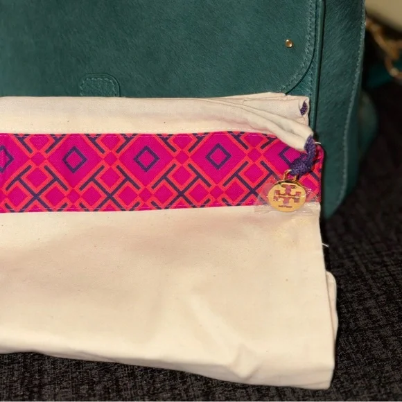 Tory Burch Priscilla Pony Hair Crossbody/Satchel Bag in Teal - Picture 15 of 16